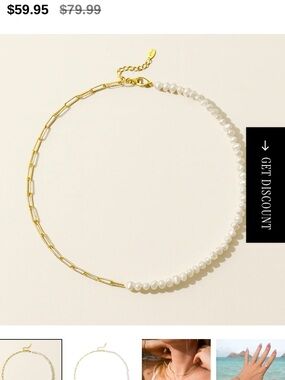 Rhoni Gold Paper Clip Pearl Necklace